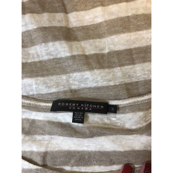 Robert Kitchen Canada Womens Shirt Size Small Blouse Sequin Striped 3/4 Sleeve - Picture 2 of 12